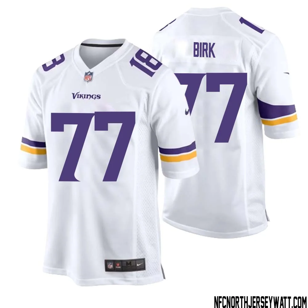 Matt Birk No 77 Men White Minnesota Vikings Game Player Away Jersey 1