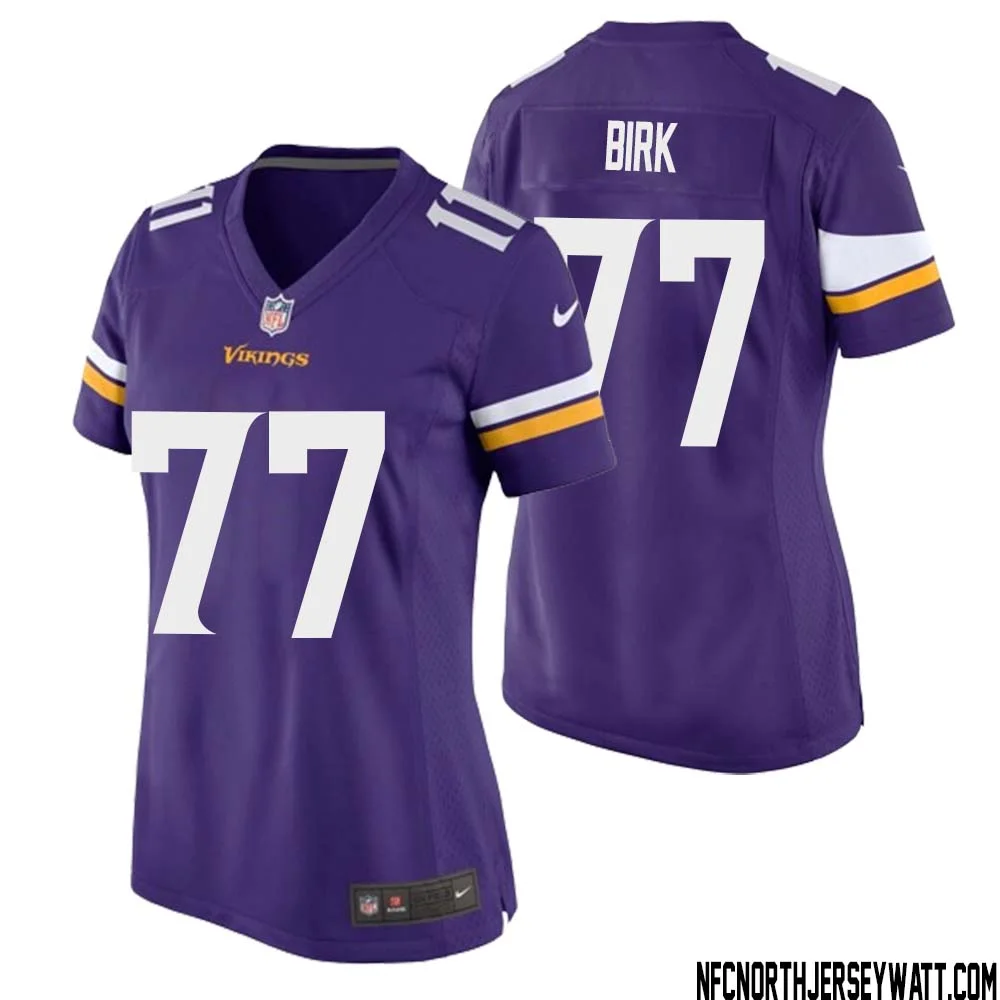 Matt Birk No 77 Minnesota Vikings Game Jersey Court Purple for Womens