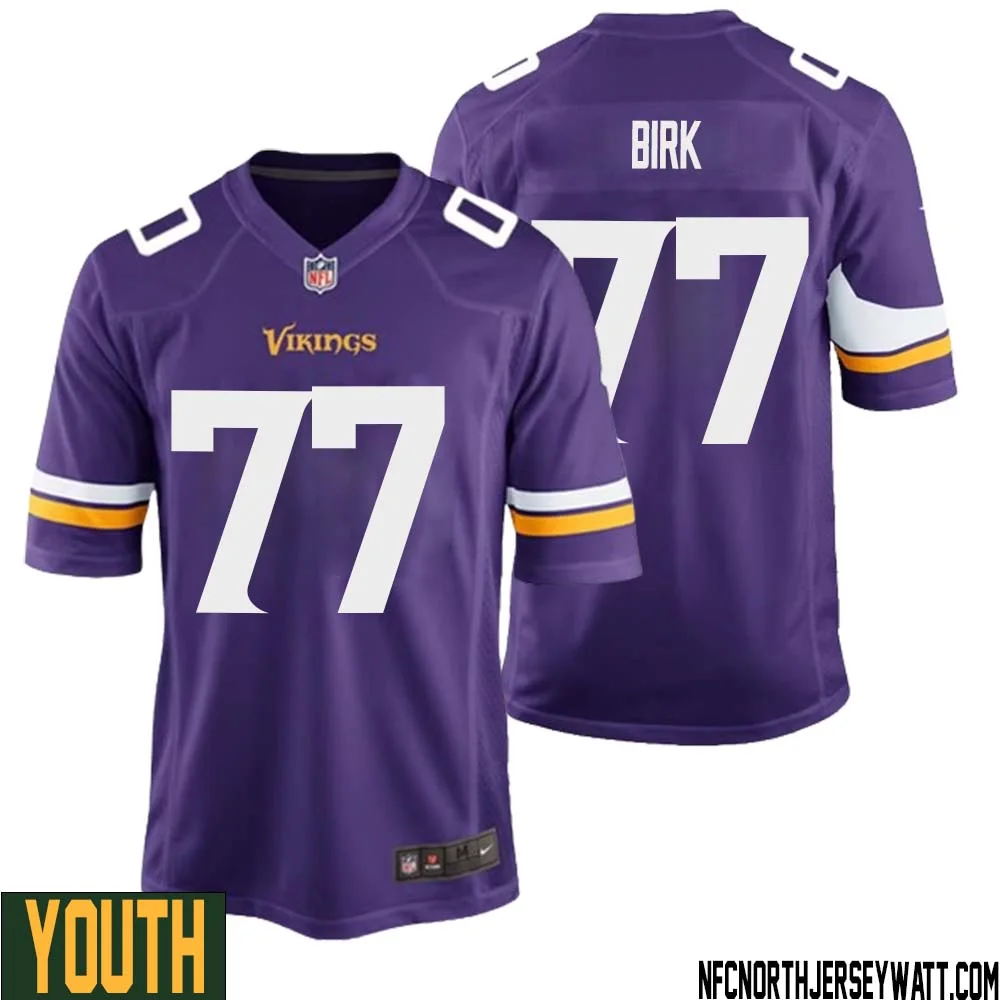 Matt Birk No 77 Minnesota Vikings Game Jersey Court Purple for Youth