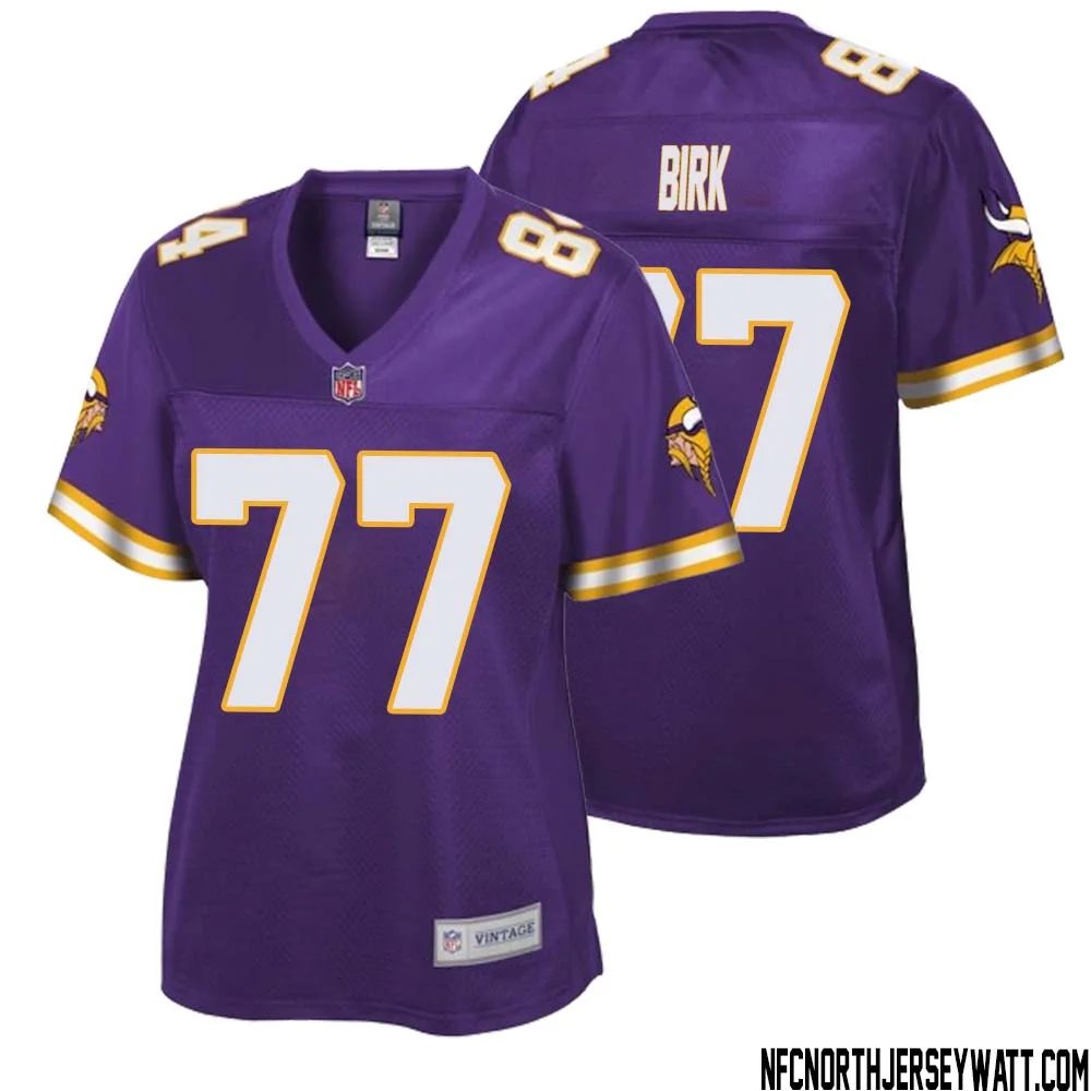 Matt Birk No 77 Women NFL Pro Line Purple Minnesota Vikings Retired Player Replica Jersey