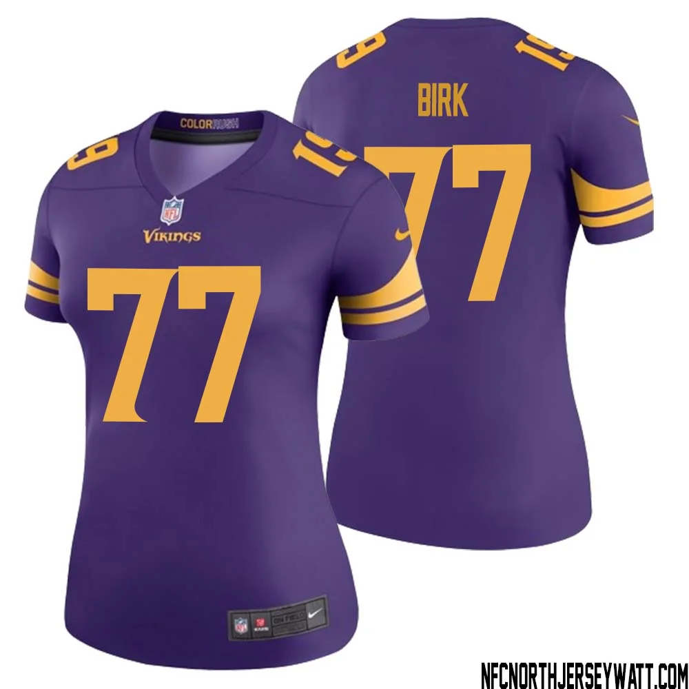 Matt Birk No 77 Women Purple Minnesota Vikings Color Rush Vapor Untouchable Limited Jersey