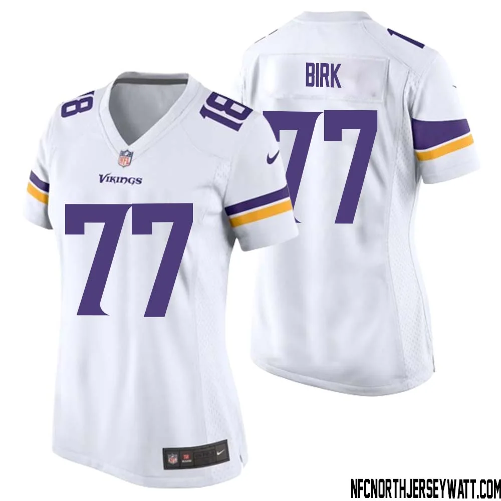 Matt Birk No 77 Women White Minnesota Vikings Game Player Away Jersey