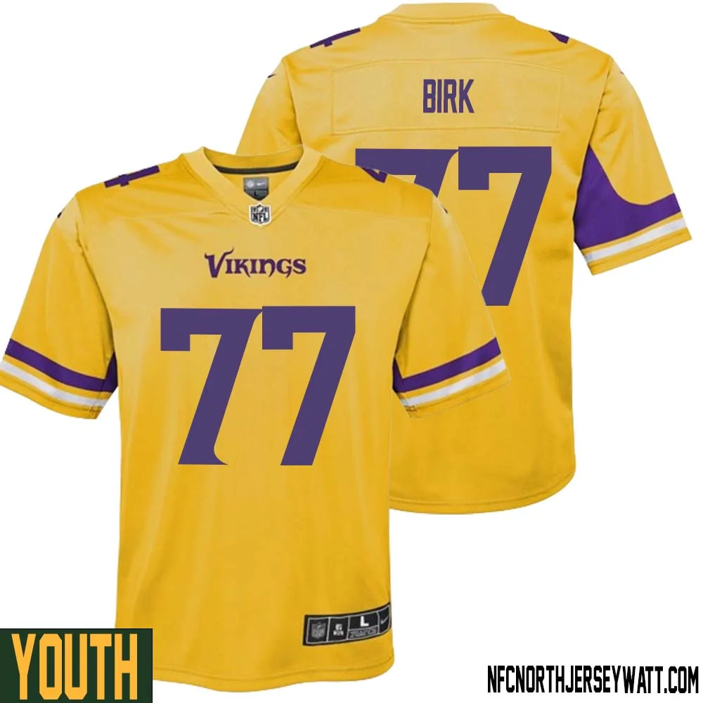 Matt Birk No 77 Youth Minnesota Vikings Gold Inverted Legend Jersey 1