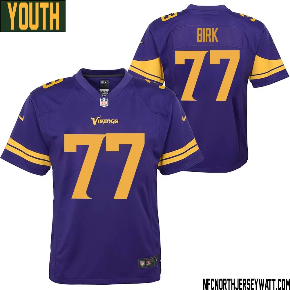 Matt Birk No 77 Youth Purple Minnesota Vikings Color Rush Vapor Untouchable Limited Jersey 1