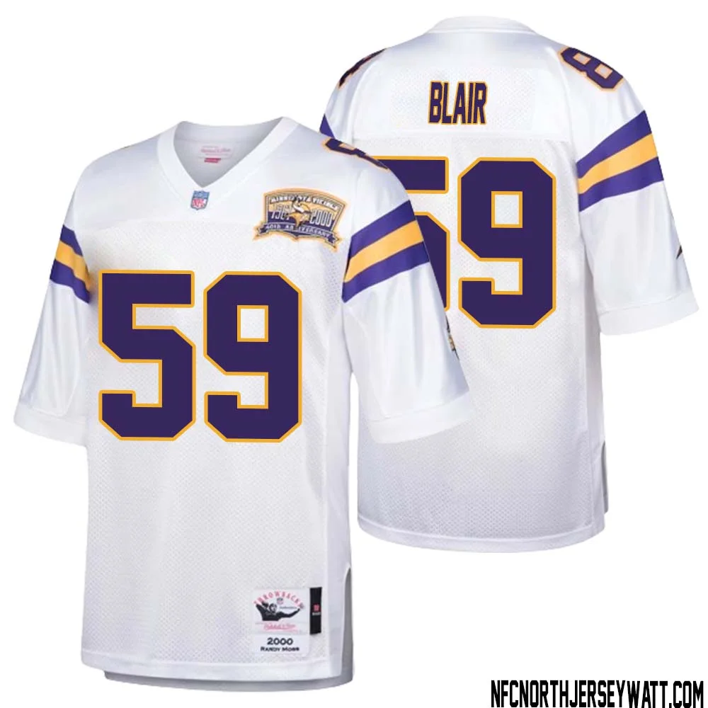 Matt Blair No 59 Men Mitchell Ness White Minnesota Vikings Authentic Throwback Retired Player Jersey