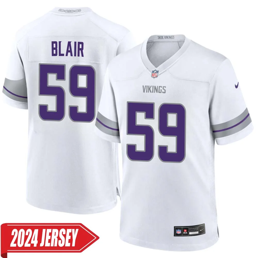 Matt Blair No 59 Men s Minnesota Vikings White Alternate Custom Game 2024 Jersey