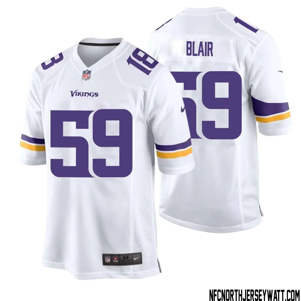 Matt Blair No 59 Men White Minnesota Vikings Game Player Away Jersey 1