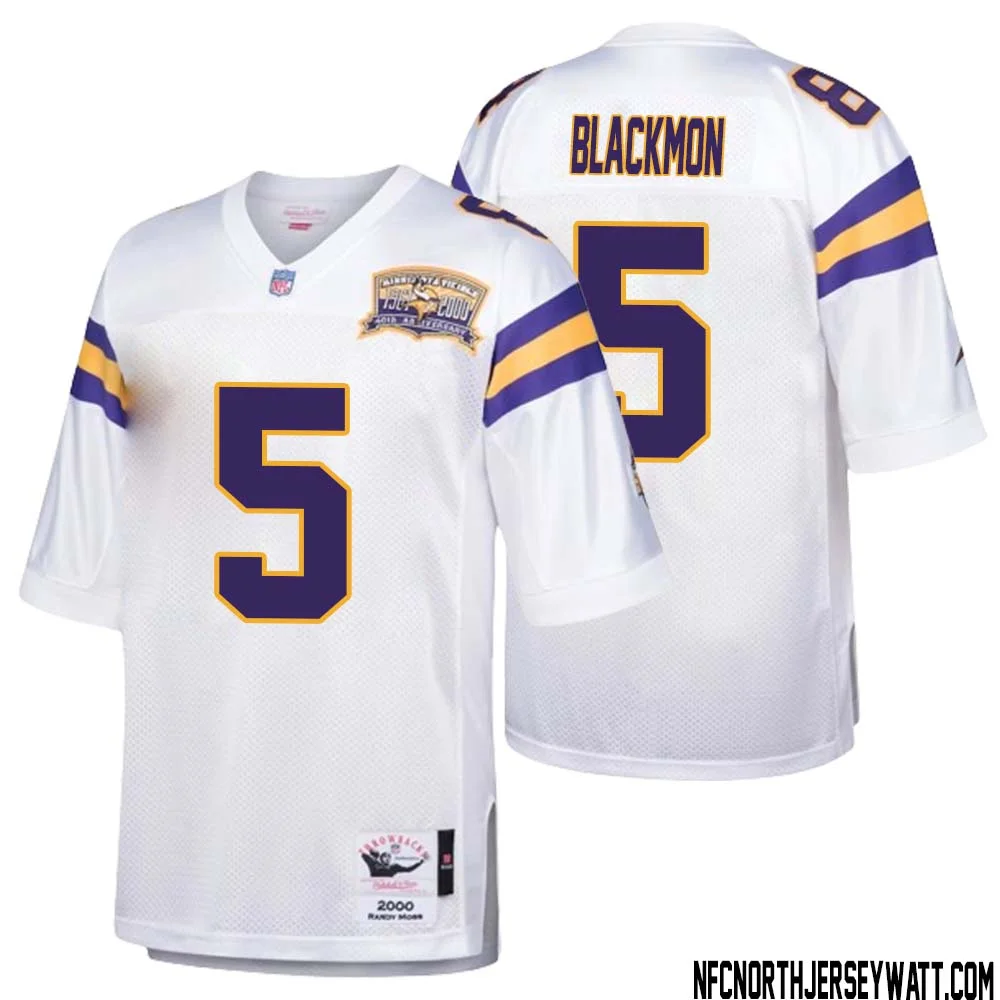 Mekhi Blackmon No 5 Men Mitchell Ness White Minnesota Vikings Authentic Throwback Retired Player Jersey 1