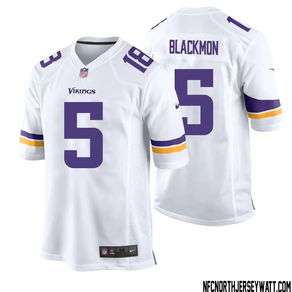 Mekhi Blackmon No 5 Men White Minnesota Vikings Game Player Away Jersey