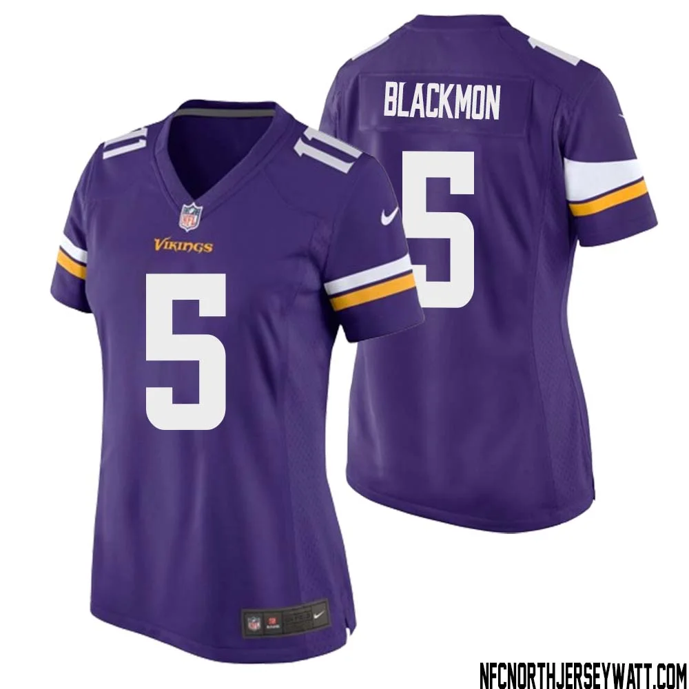 Mekhi Blackmon No 5 Minnesota Vikings Game Jersey Court Purple for Womens 1