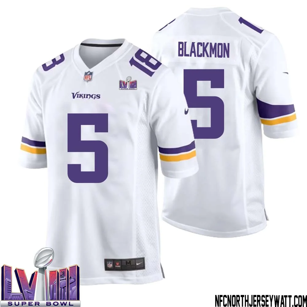 Mekhi Blackmon No 5 Minnesota Vikings Super Bowl LVIII Away Game Jersey White for Men