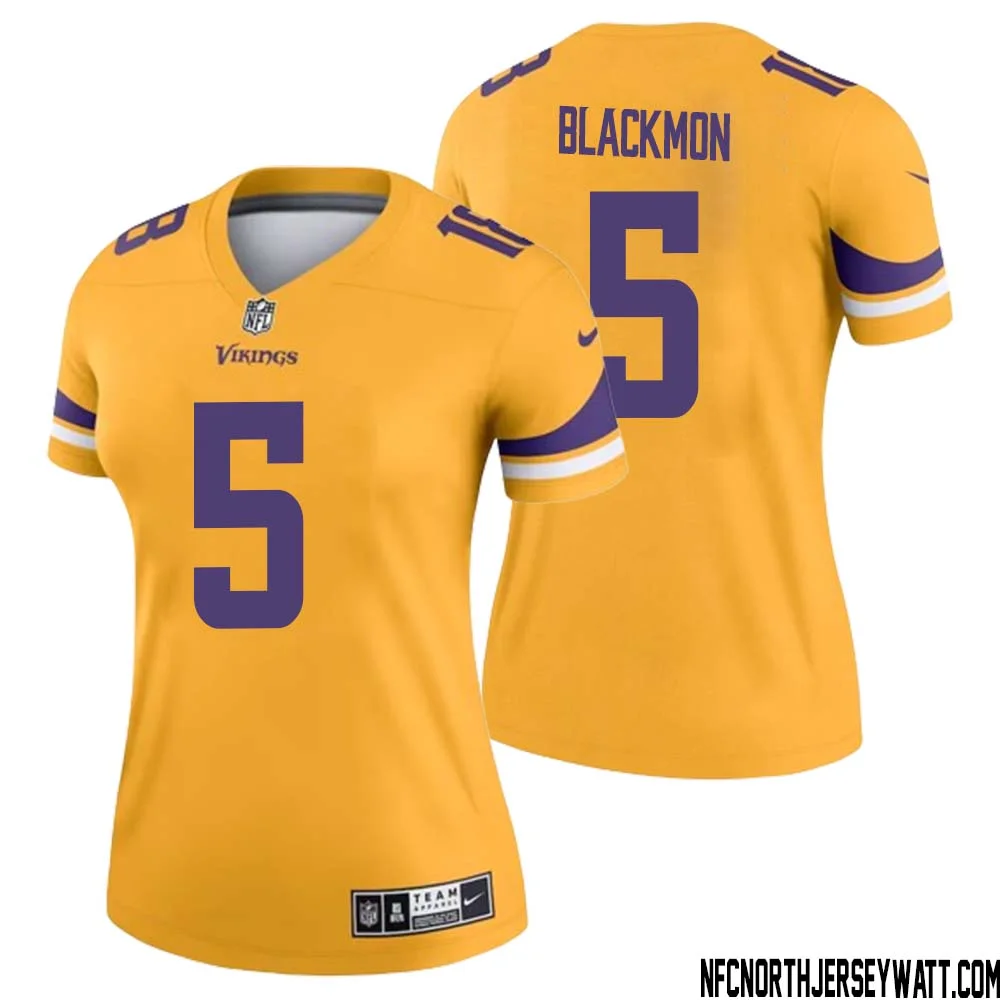 Mekhi Blackmon No 5 Women Minnesota Vikings Gold Inverted Legend Jersey