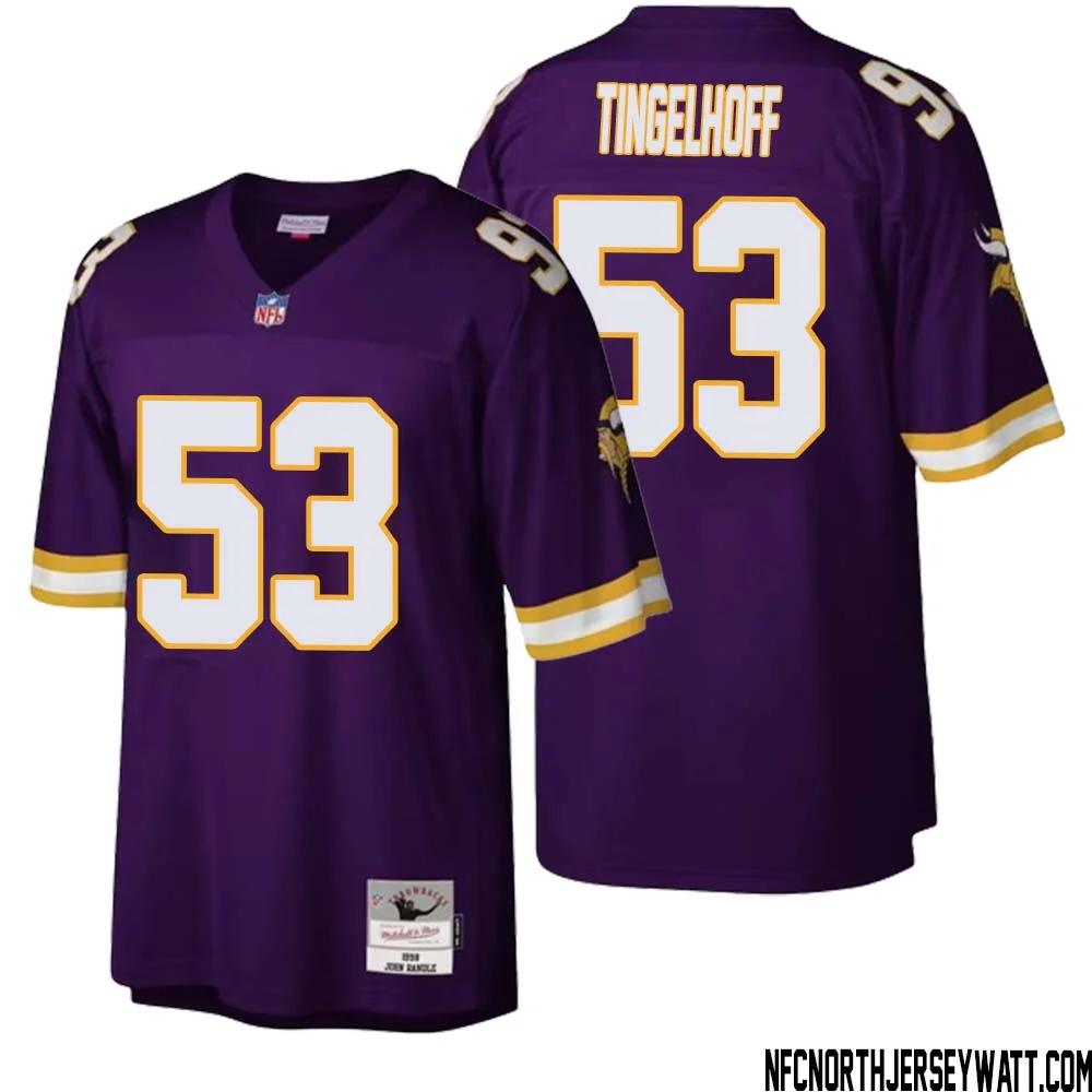 Mick Tingelhoff No 53 Men Mitchell Ness Purple Minnesota Vikings Legacy Replica Jersey