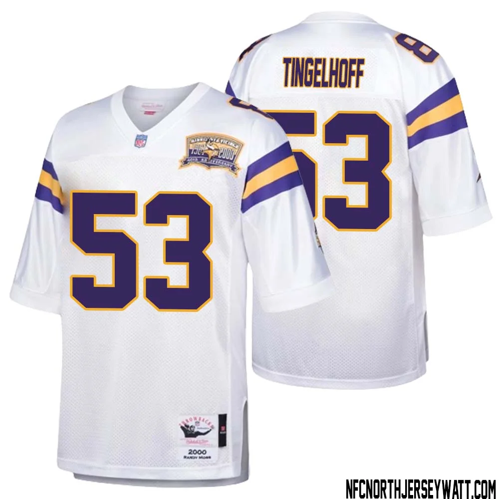Mick Tingelhoff No 53 Men Mitchell Ness White Minnesota Vikings Authentic Throwback Retired Player Jersey