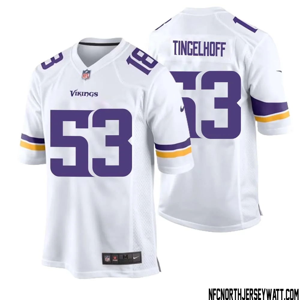Mick Tingelhoff No 53 Men White Minnesota Vikings Game Player Away Jersey