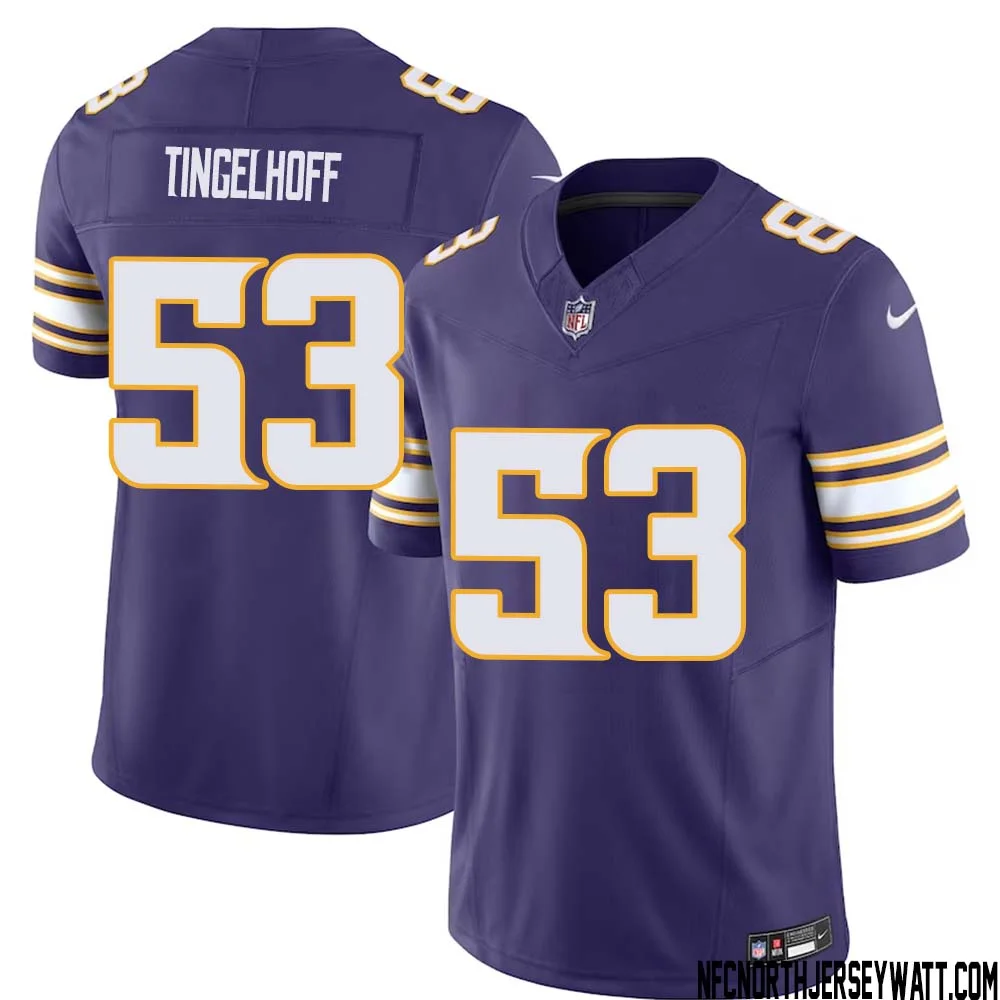 Mick Tingelhoff No 53 Mens Purple Minnesota Vikings Vapor F.U.S.E. Limited Jersey