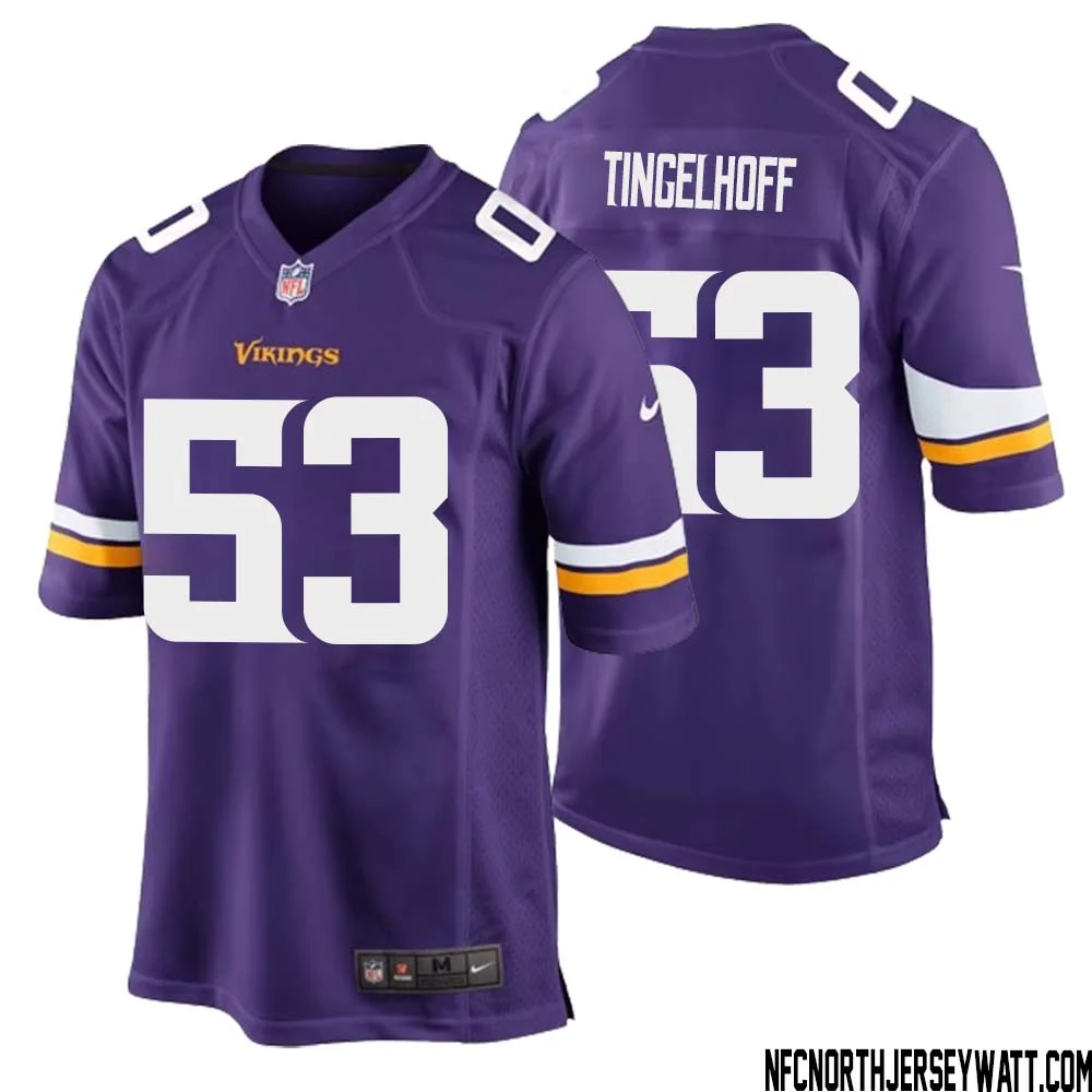 Mick Tingelhoff No 53 Minnesota Vikings Game Jersey Court Purple for Mens