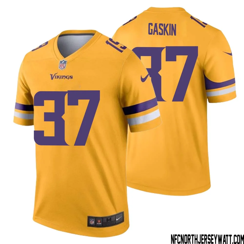 Myles Gaskin No 37 Men Minnesota Vikings Gold Inverted Legend Jersey
