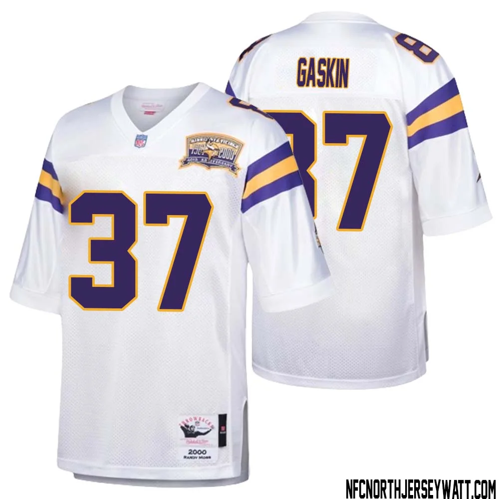 Myles Gaskin No 37 Men Mitchell Ness White Minnesota Vikings Authentic Throwback Retired Player Jersey
