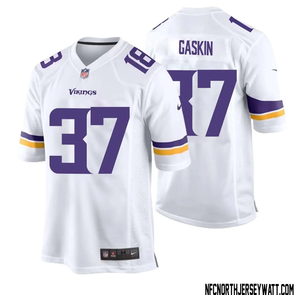 Myles Gaskin No 37 Men White Minnesota Vikings Game Player Away Jersey 1
