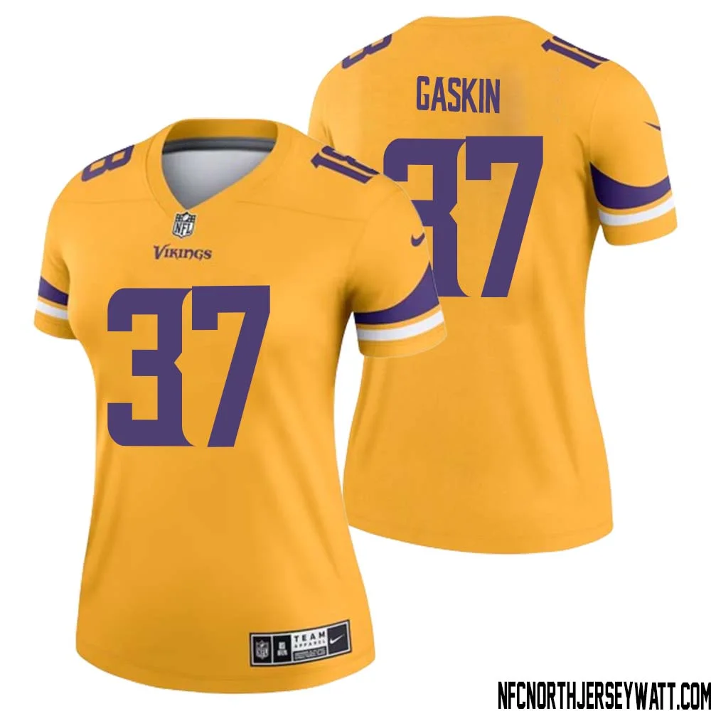 Myles Gaskin No 37 Women Minnesota Vikings Gold Inverted Legend Jersey 1