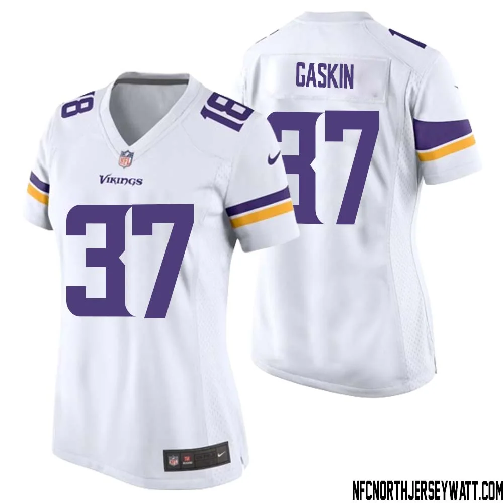 Myles Gaskin No 37 Women White Minnesota Vikings Game Player Away Jersey