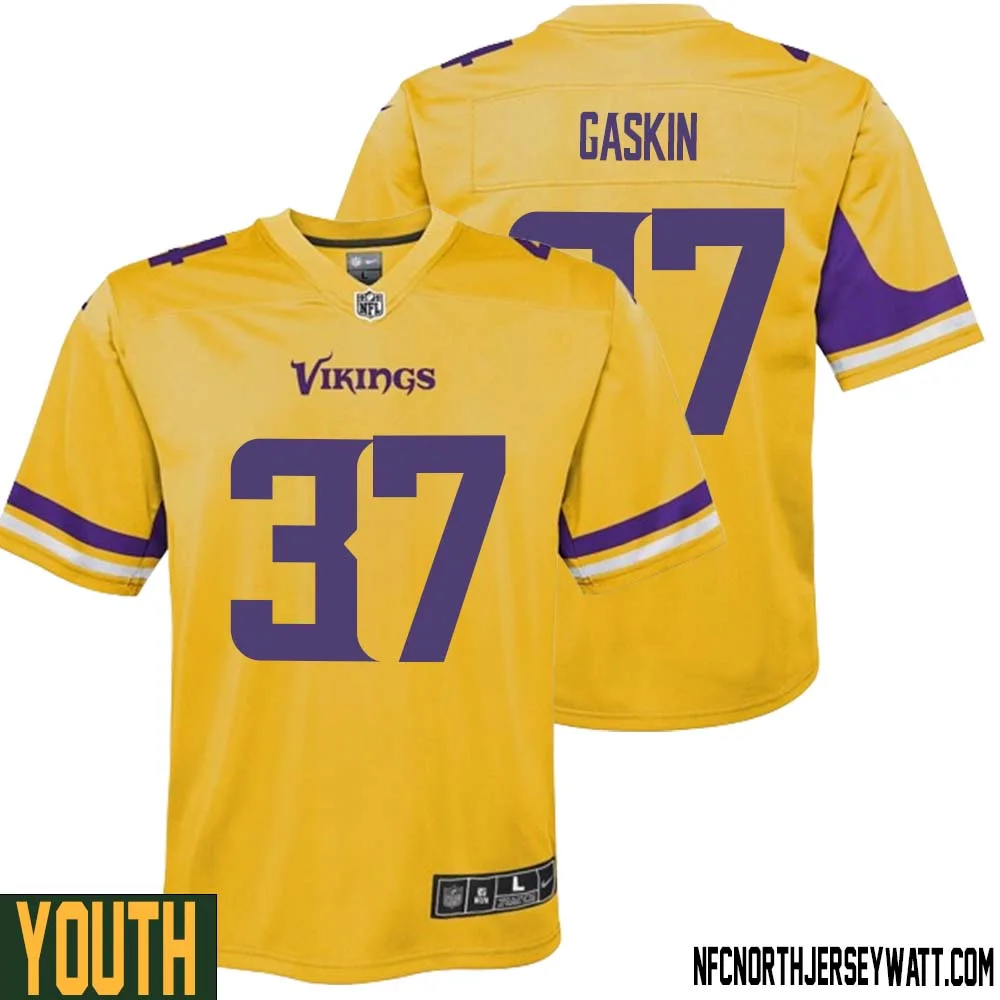 Myles Gaskin No 37 Youth Minnesota Vikings Gold Inverted Legend Jersey 1