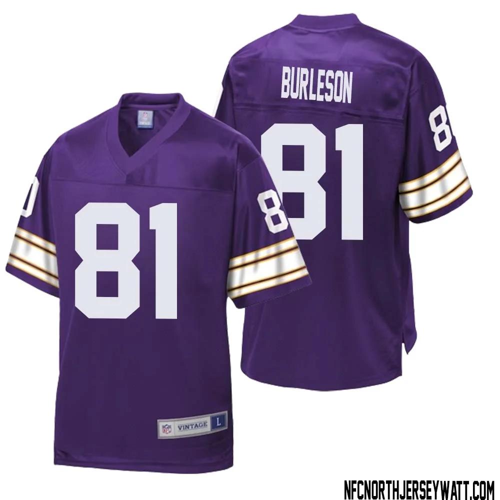 Nate Burleson No 81 Men NFL Pro Line Purple Minnesota Vikings Retired Player Replica Jersey 1