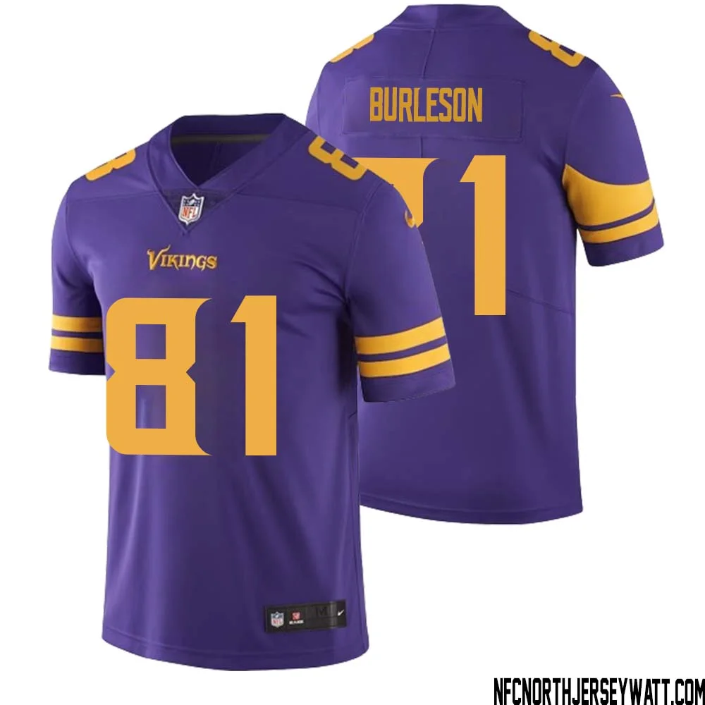 Nate Burleson No 81 Men Purple Minnesota Vikings Color Rush Vapor Untouchable Limited Jersey