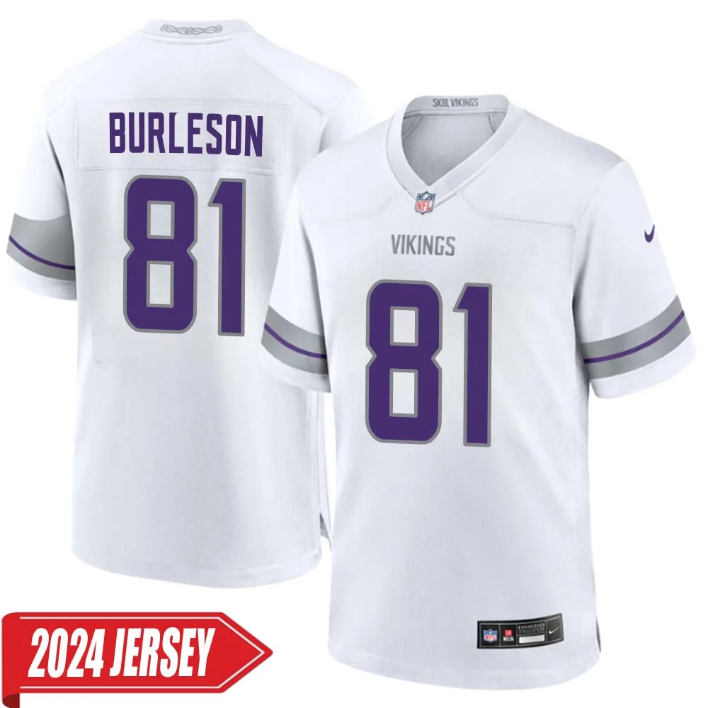 Nate Burleson No 81 Men s Minnesota Vikings White Alternate Custom Game 2024 Jersey