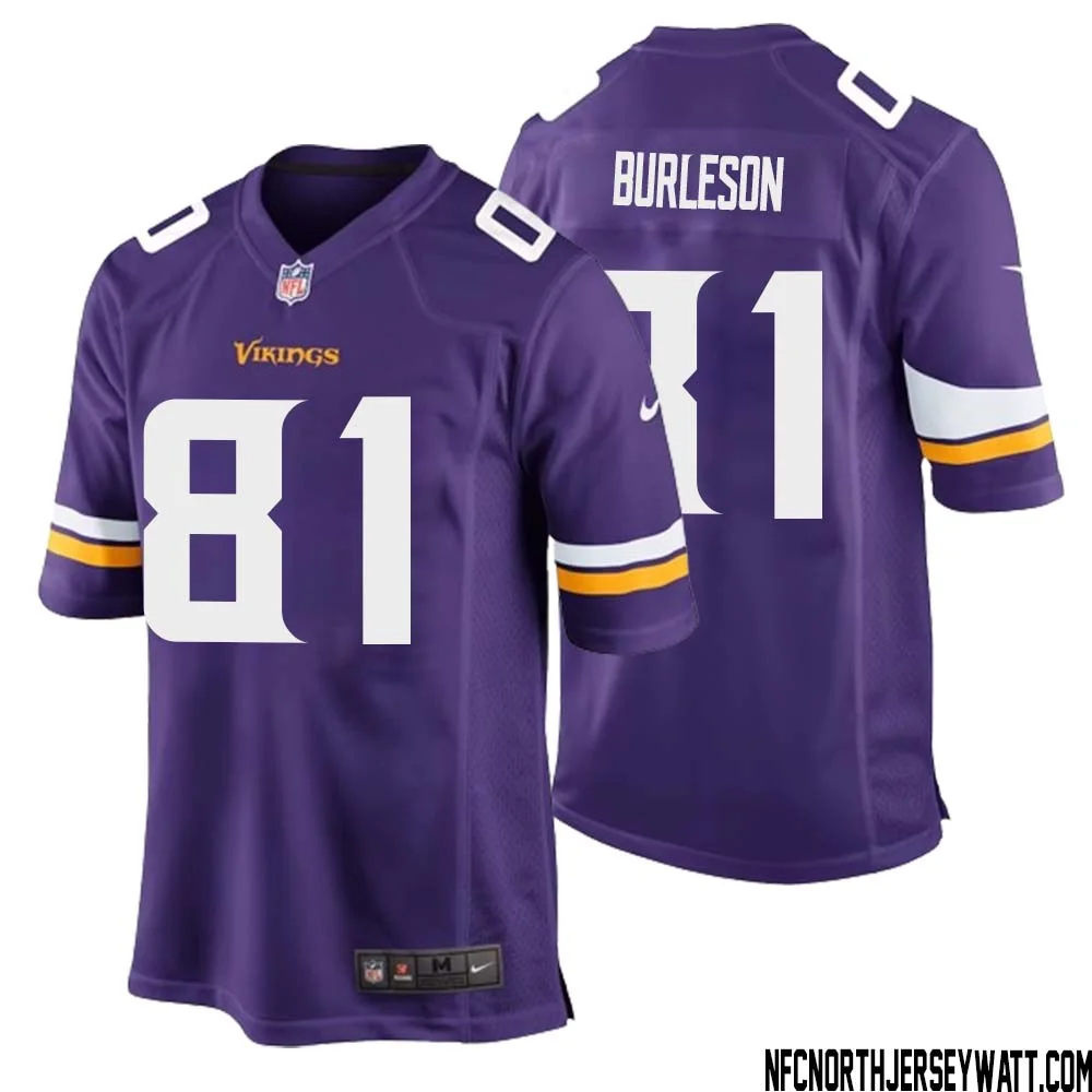Nate Burleson No 81 Minnesota Vikings Game Jersey Court Purple for Mens