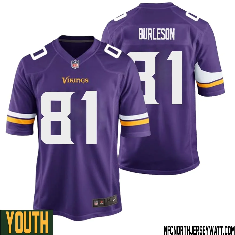 Nate Burleson No 81 Minnesota Vikings Game Jersey Court Purple for Youth 1