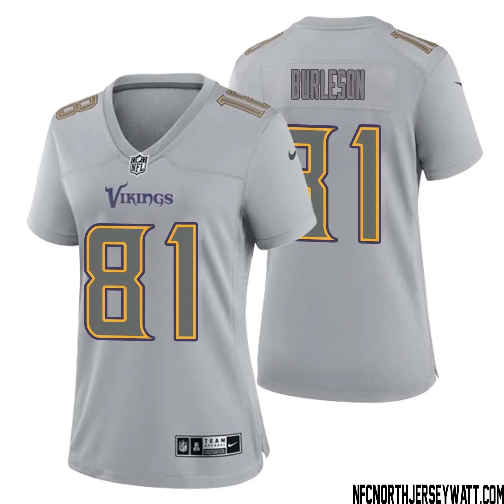 Nate Burleson No 81 Women Gray Minnesota Vikings Atmosphere Fashion Game Jersey