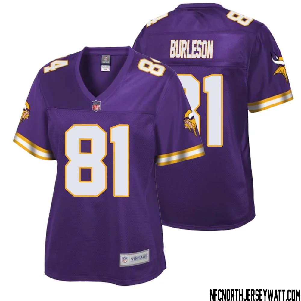 Nate Burleson No 81 Women NFL Pro Line Purple Minnesota Vikings Retired Player Replica Jersey