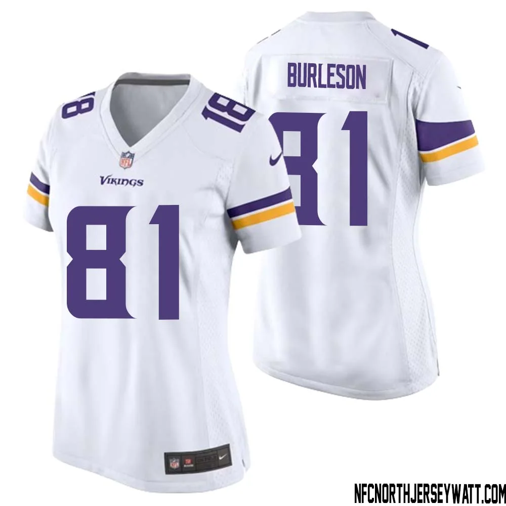 Nate Burleson No 81 Women White Minnesota Vikings Game Player Away Jersey 1