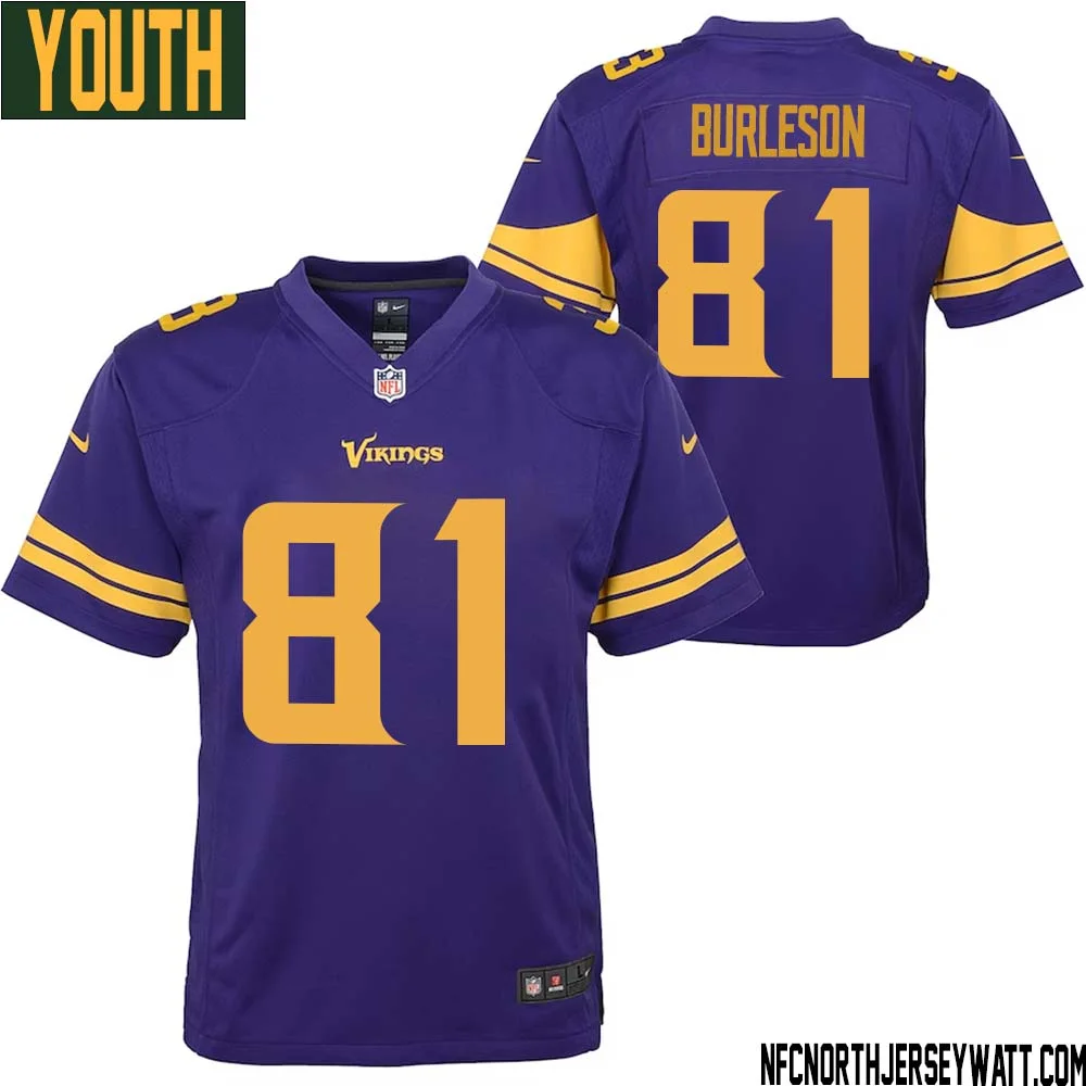 Nate Burleson No 81 Youth Purple Minnesota Vikings Color Rush Vapor Untouchable Limited Jersey 1