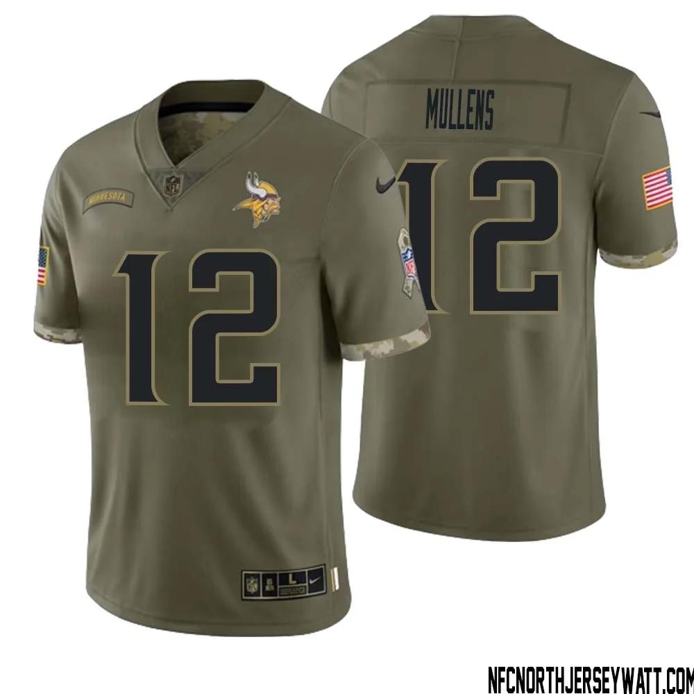 Nick Mullens No 12 Men Olive Minnesota Vikings 2022 Salute To Service Retired Player Limited Jersey