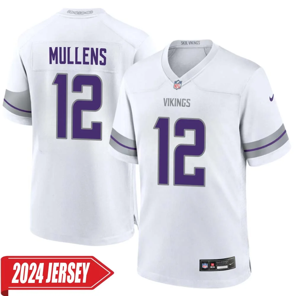 Nick Mullens No 12 Men s Minnesota Vikings White Alternate Custom Game 2024 Jersey