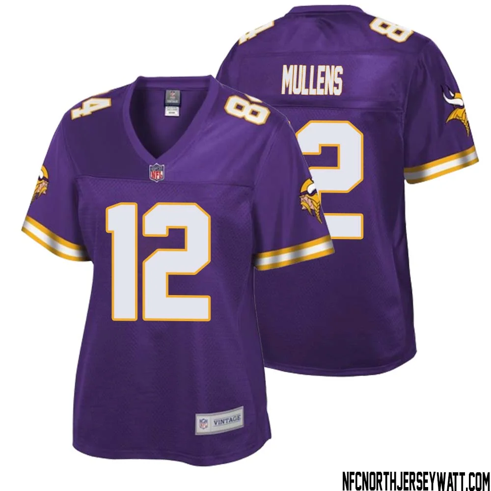 Nick Mullens No 12 Women NFL Pro Line Purple Minnesota Vikings Retired Player Replica Jersey 1