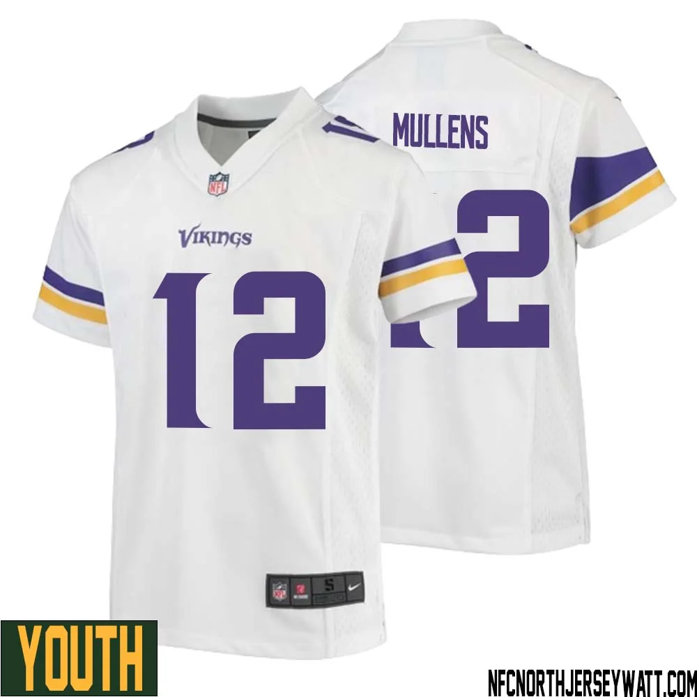 Nick Mullens No 12 Youth White Minnesota Vikings Game Player Away Jersey 1
