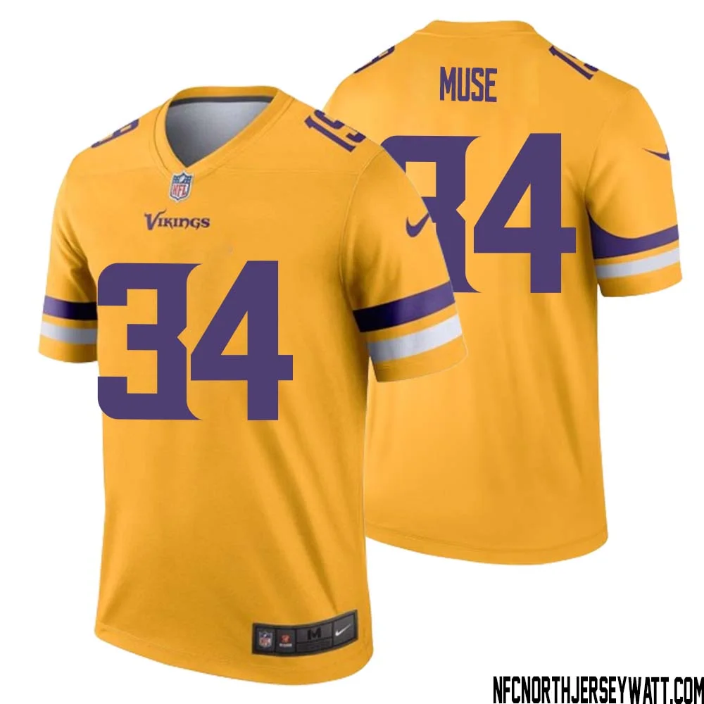 Nick Muse No 34 Men Minnesota Vikings Gold Inverted Legend Jersey 1