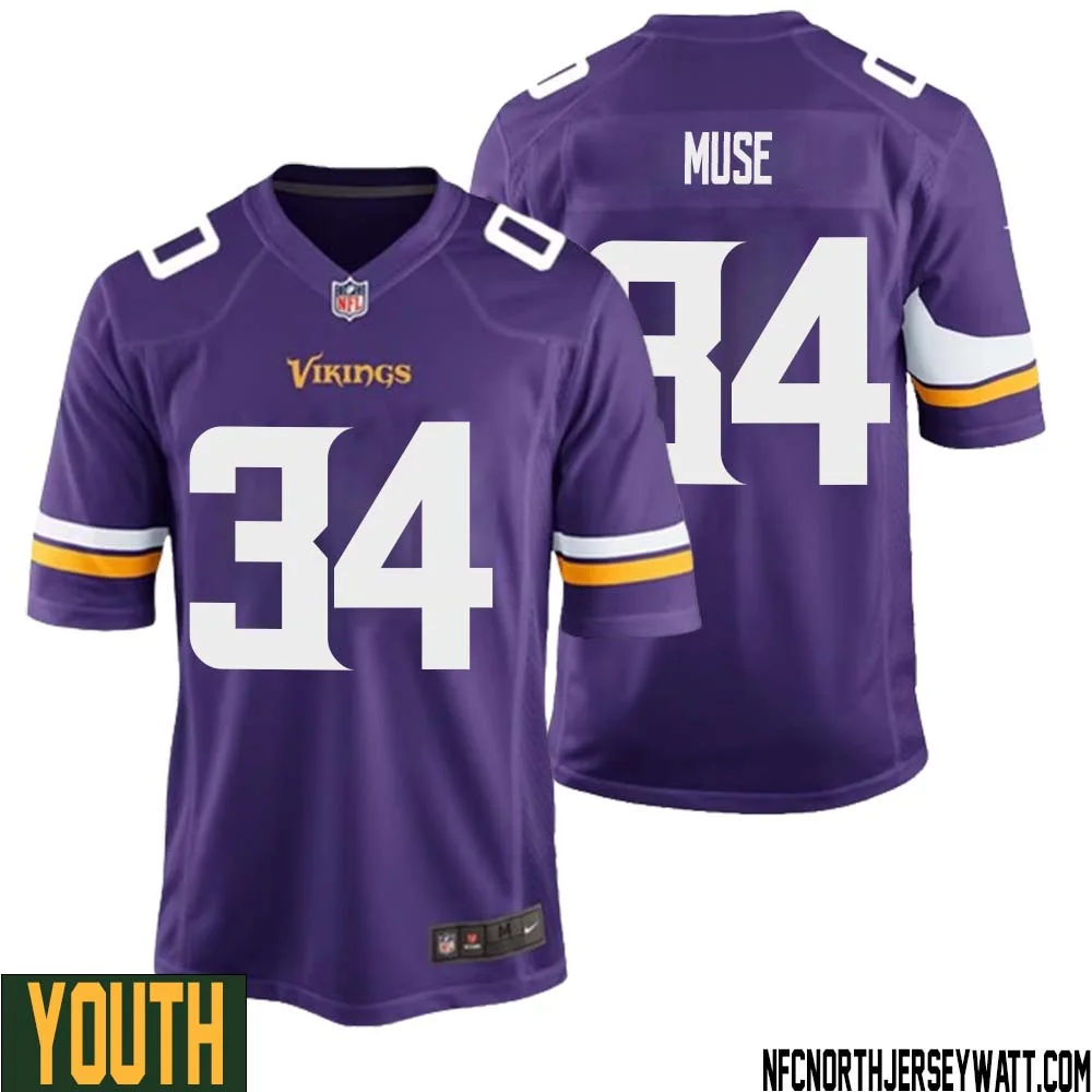 Nick Muse No 34 Minnesota Vikings Game Jersey Court Purple for Youth 1