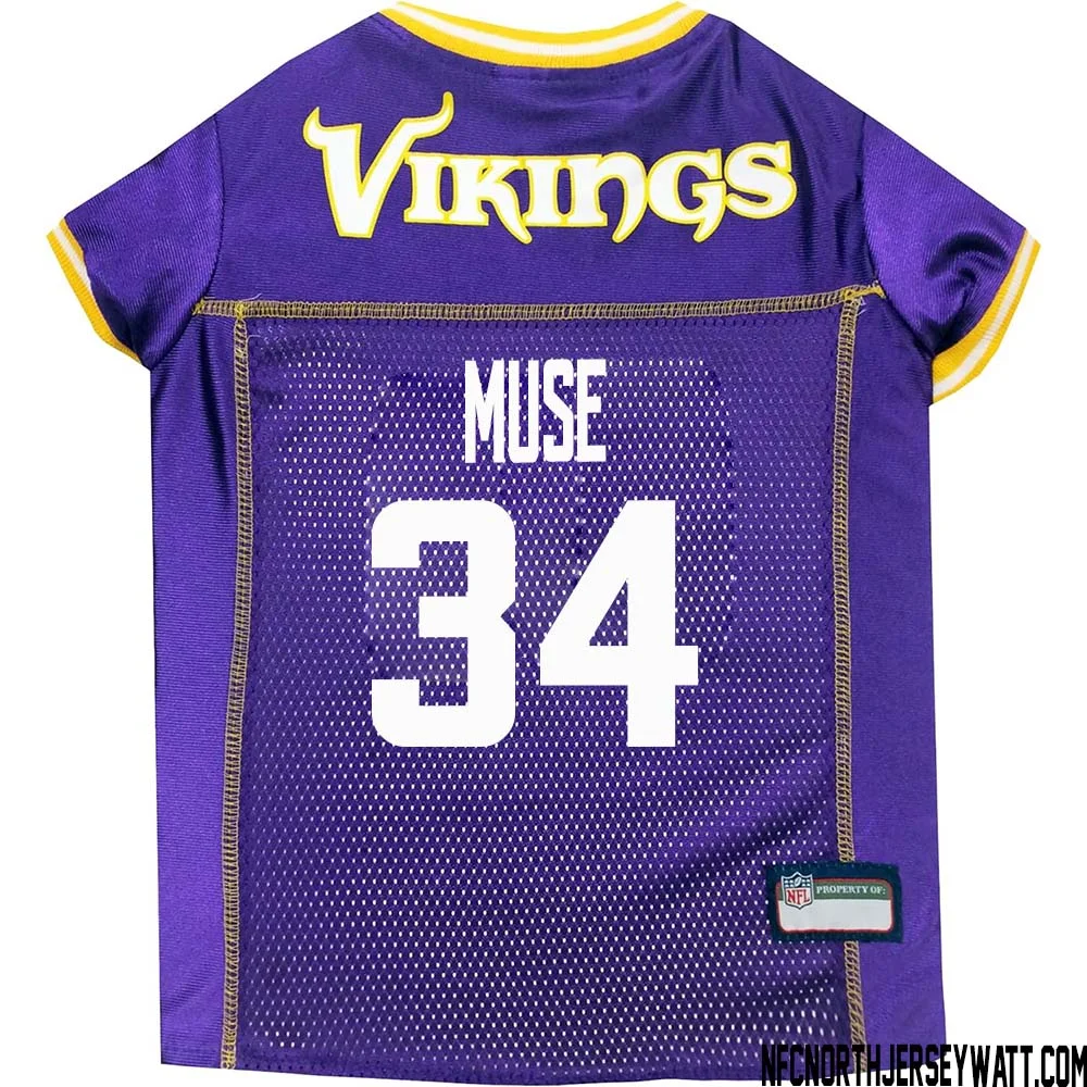 Nick Muse No 34 Purple Minnesota Vikings Dog Jersey 1
