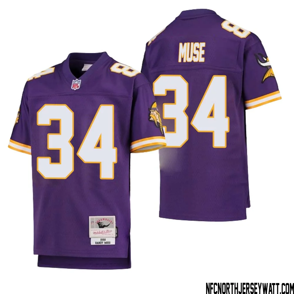 Nick Muse No 34 Youth Mitchell Ness Purple Minnesota Vikings 1998 Legacy Retired Player Jersey 1
