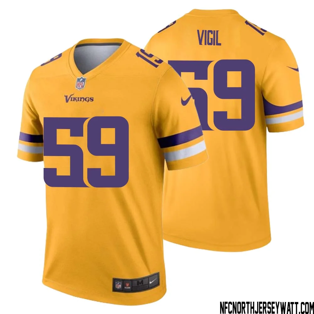 Nick Vigil No 59 Men Minnesota Vikings Gold Inverted Legend Jersey