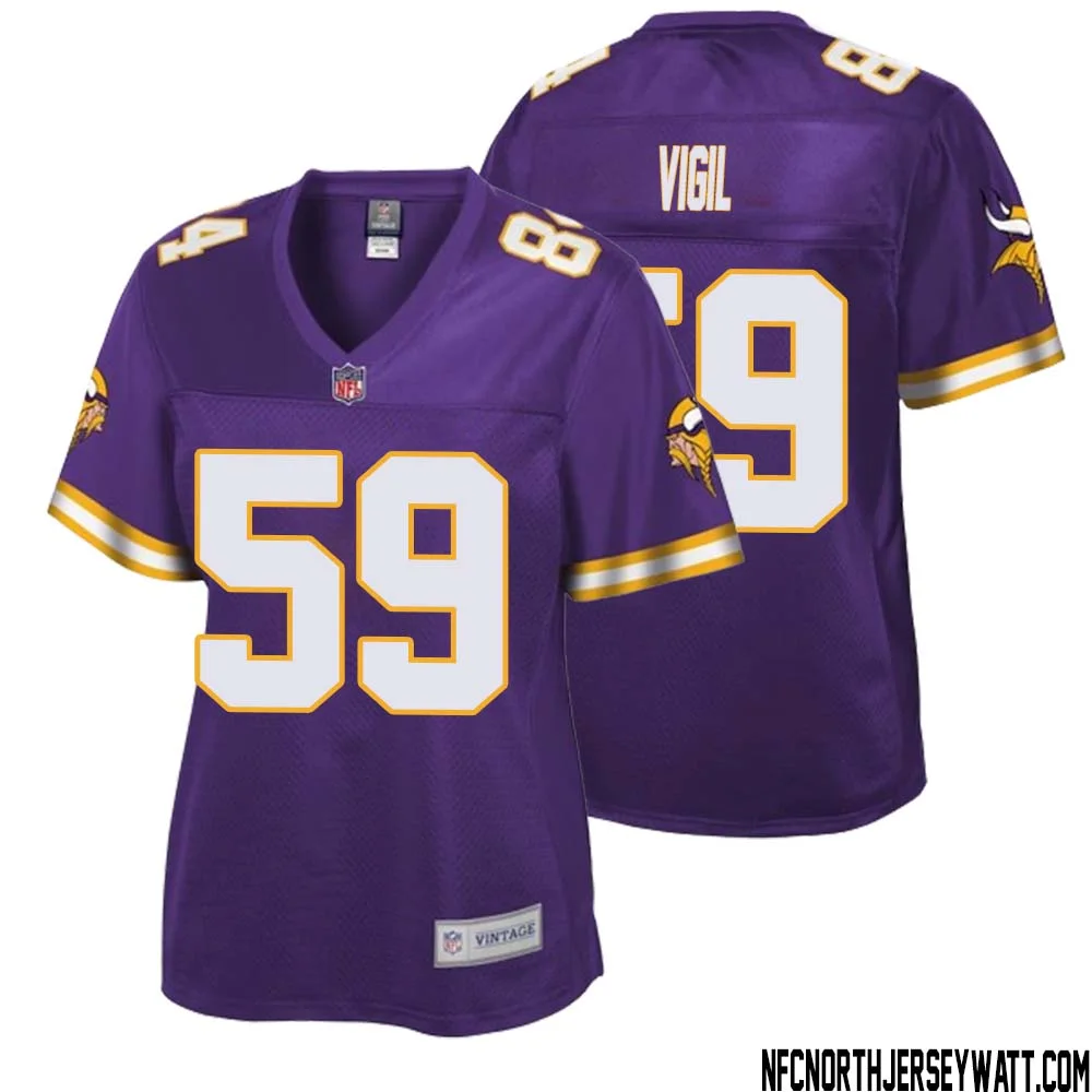 Nick Vigil No 59 Women NFL Pro Line Purple Minnesota Vikings Retired Player Replica Jersey