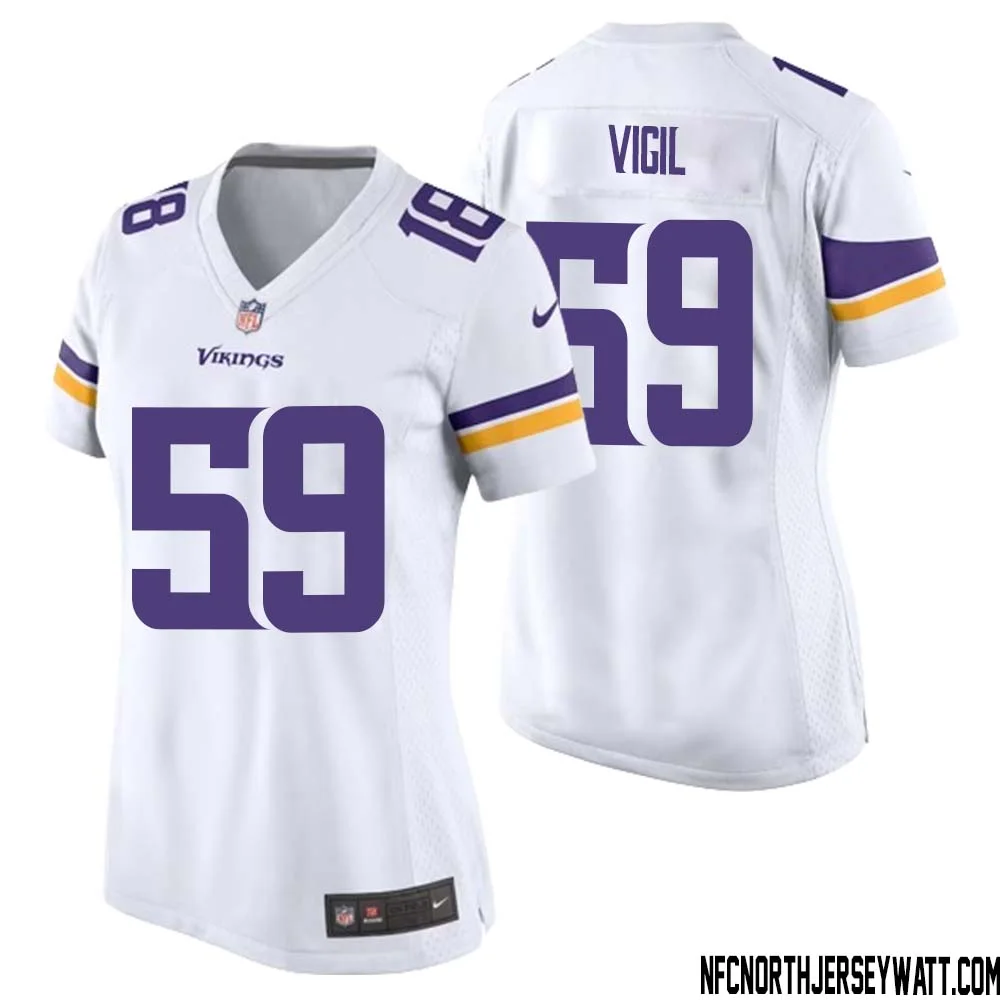 Nick Vigil No 59 Women White Minnesota Vikings Game Player Away Jersey