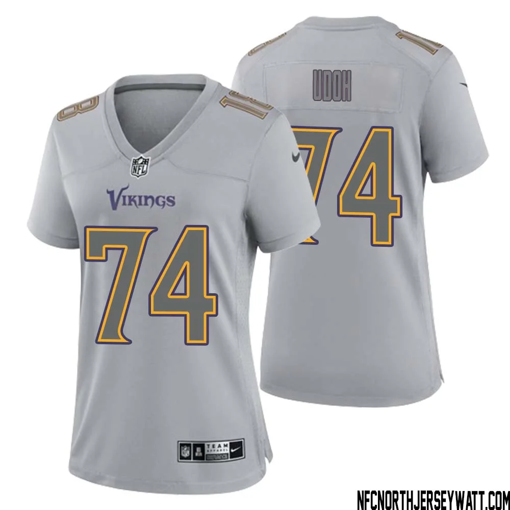 Olisaemeka Udoh No 74 Women Gray Minnesota Vikings Atmosphere Fashion Game Jersey