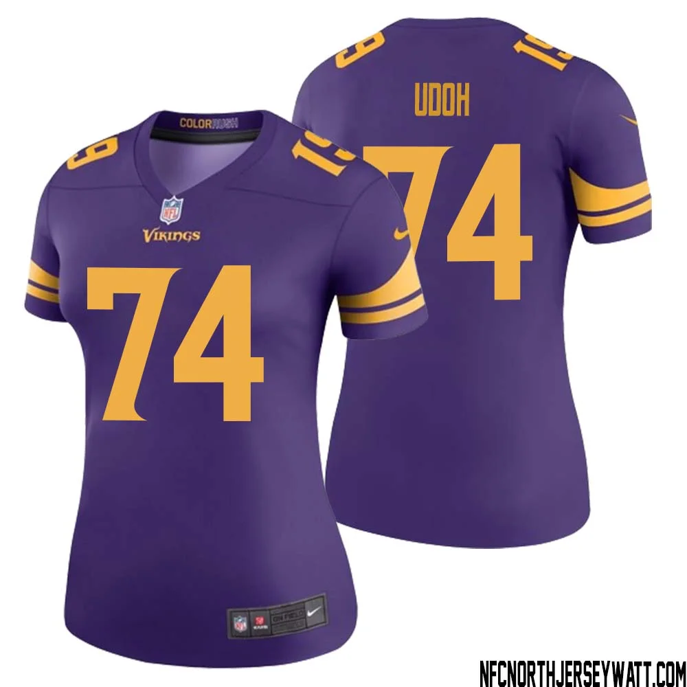 Olisaemeka Udoh No 74 Women Purple Minnesota Vikings Color Rush Vapor Untouchable Limited Jersey