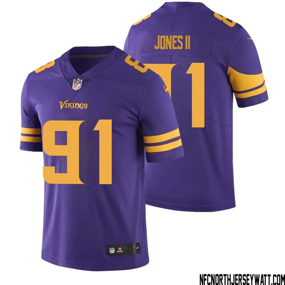Pat Jones II No 91 Men Purple Minnesota Vikings Color Rush Vapor Untouchable Limited Jersey